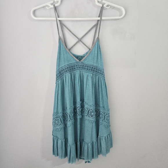 POL Lovely Lace Detail Tiered Half Sleeve Blouse in Charcoal main image 1